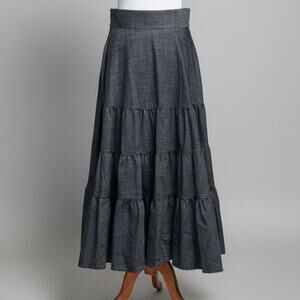 Adeam dark denim tiered maxi skirt, size 8